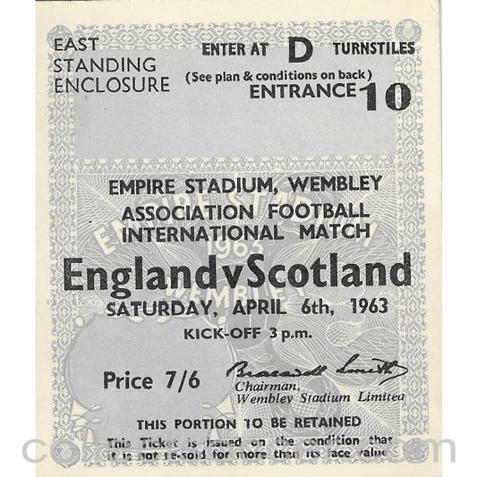 1963 England v Scotland Ticket