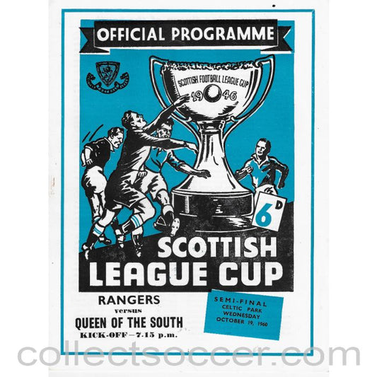 1960 Scottish League Cup Semi Final Rangers v Queen of the South Official Football Programme
