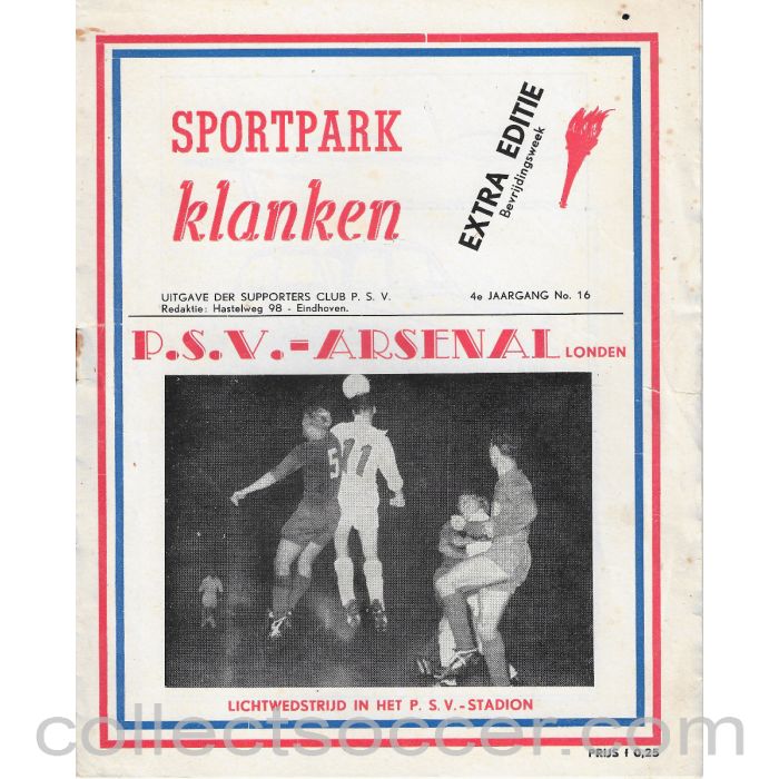 1959 - PSV Eindhoven v Arsenal 23/9/1959 Football Programme