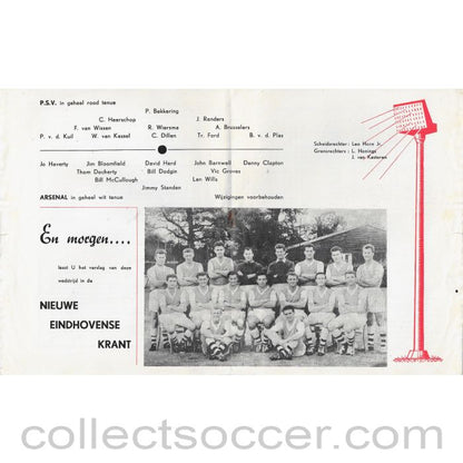 1959 - PSV Eindhoven v Arsenal 23/9/1959 Football Programme
