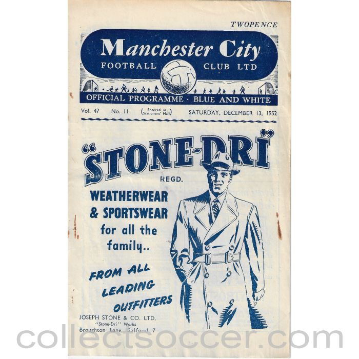 1952 - Manchester City v Chelsea 13/12/1952 Football Programme