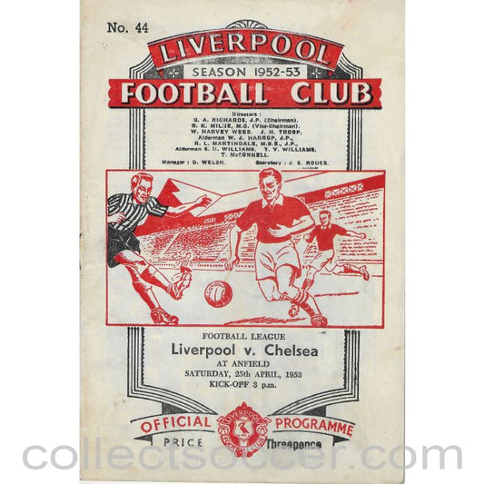 1953 - Liverpool v Chelsea 25/4/1953 Football Programme