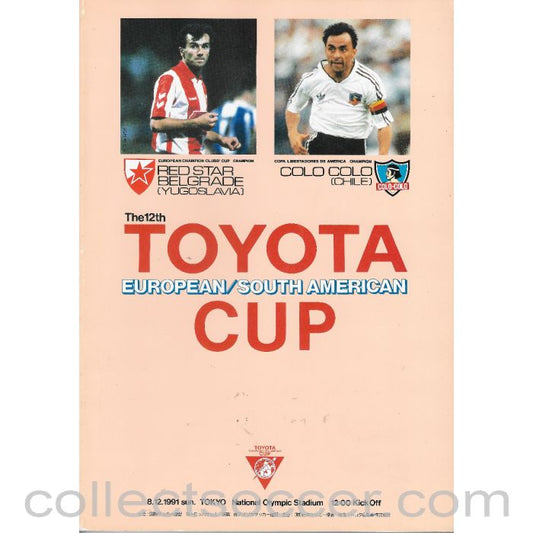 1991 FIFA Club World Championship - Toyota Cup Red Star Belgrade v Colo Colo Football Programme
