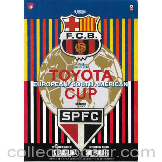 1992 Club World Cup / Toyota Cup Barcelona v Sao Paulo Football Programme