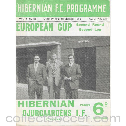 1955 - Hibernian v Djurgaardens European Cup 2nd Round 2nd Leg Official Programme