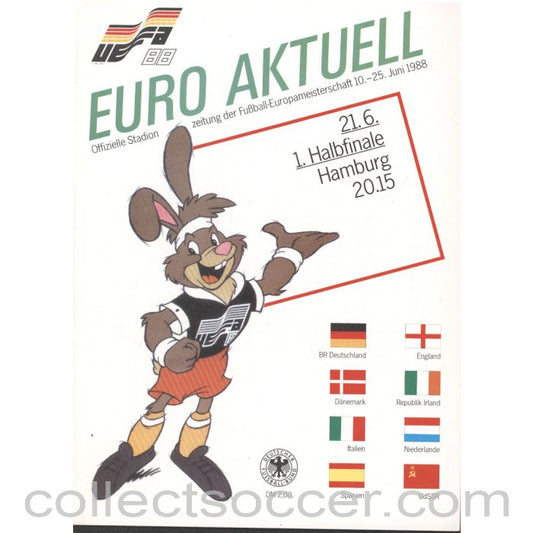1988 - Euro 1988 Semi Final German v Netherlands Official Programme