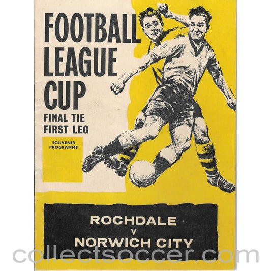 1962 - 1962 League Cup Football Final First Leg Rochdale v Norwich City Programme