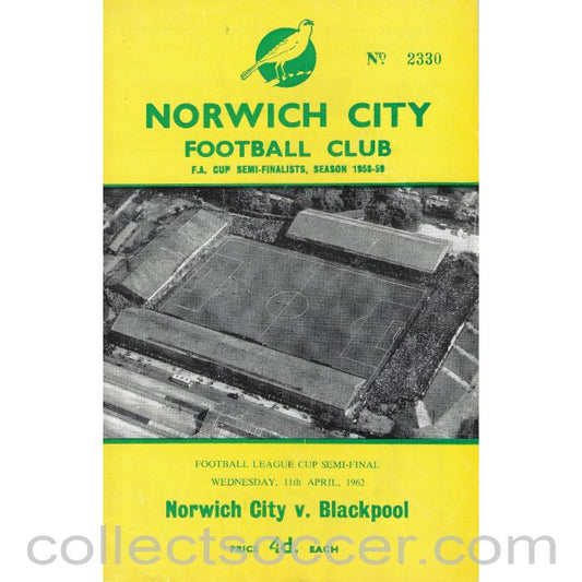 1962 - 1962 Football League Cup Semi-Final Norwich City v Blackpool