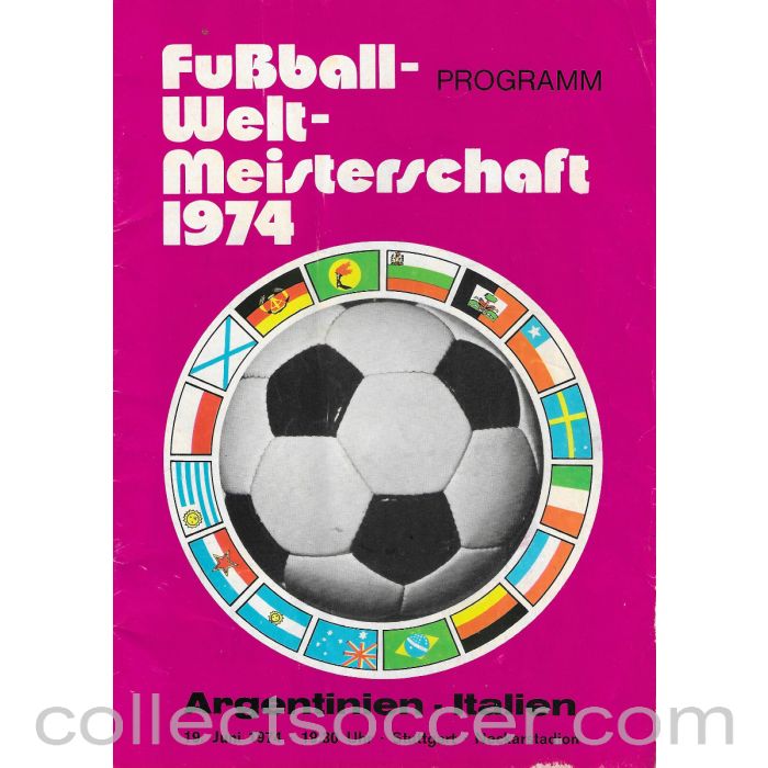 1974 - 1974 Football World Cup Argentina v Italy Programme