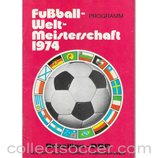 1974 - 1974 Football World Cup Brazil v East Germany Programme Red Edition