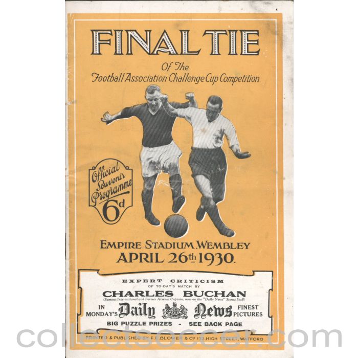 1930 - 1930 FA Cup Final Arsenal v Huddersfield Town Programme