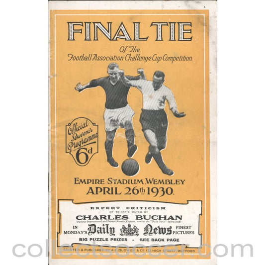 1930 - 1930 FA Cup Final Arsenal v Huddersfield Town Programme