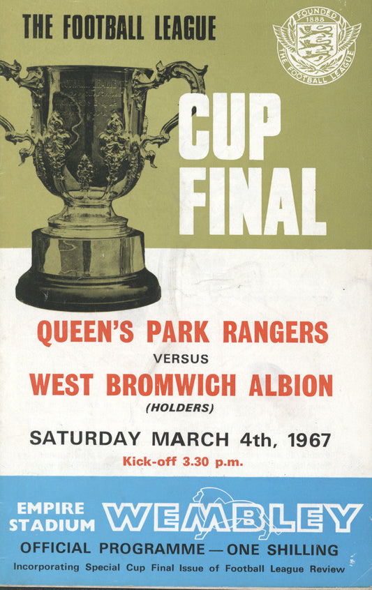 1967 League Cup Final Programme Queens Park Rangers v Werst Bromwich Albion