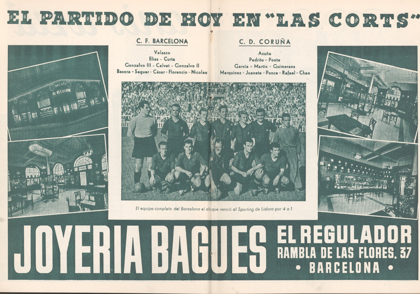 1948 Barcelona v Coruna Football Programme 26/9/1948