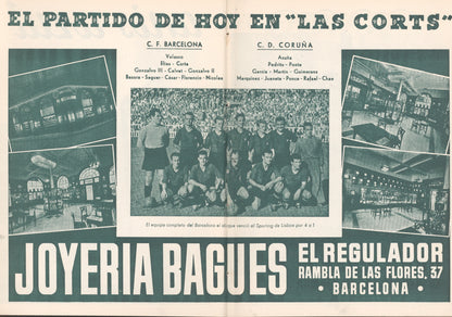 1948 Barcelona v Coruna Football Programme 26/9/1948
