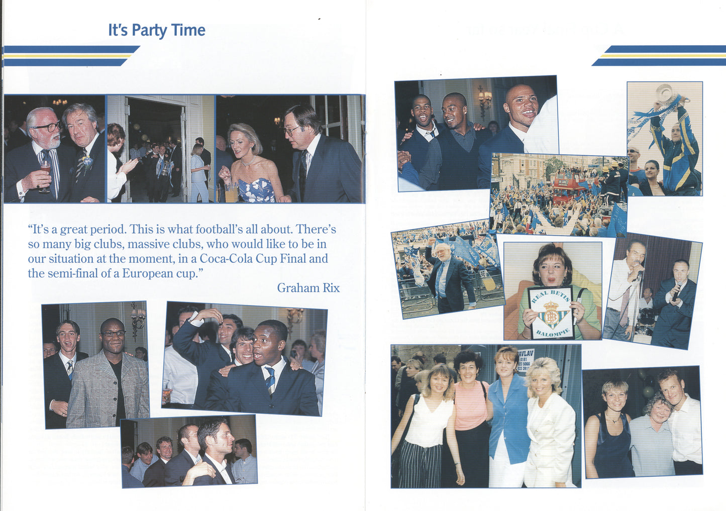 1998 Coca Cola League Cup Final Menu - Chelsea Team Winners Dinner