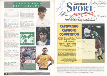 Legendary Managers Original Autographs on one England Programme - Alf Ramsey, Bobby Robson, Alex Ferguson and Graham Taylor