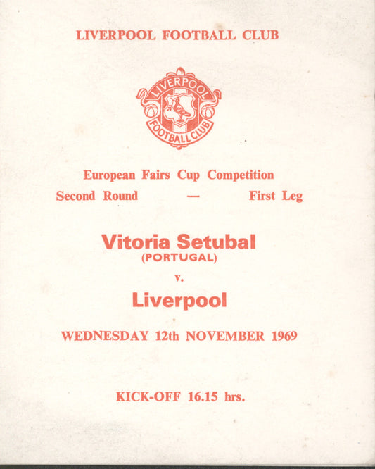 Very Rare Liverpool Player Itinerary Vitoria Setubal v Liverpool 1969