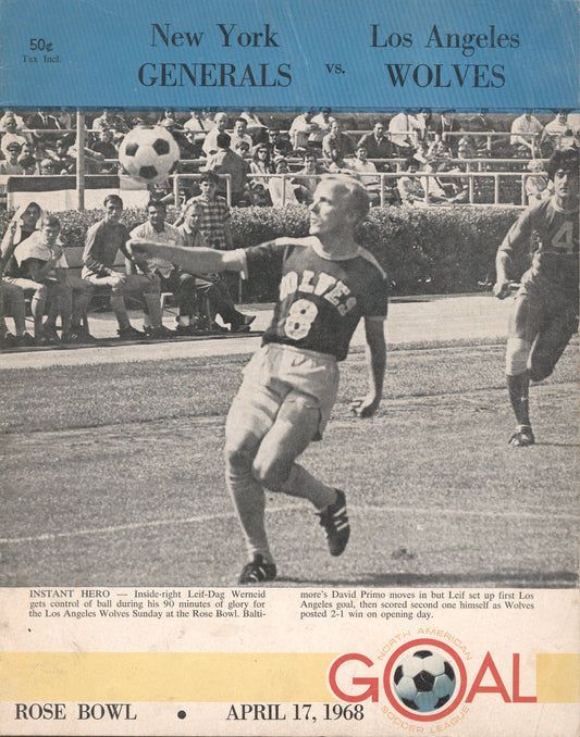 1968 New York Generals v Los Angeles Wolves (Wolverhampton Wanderers) Official Programme