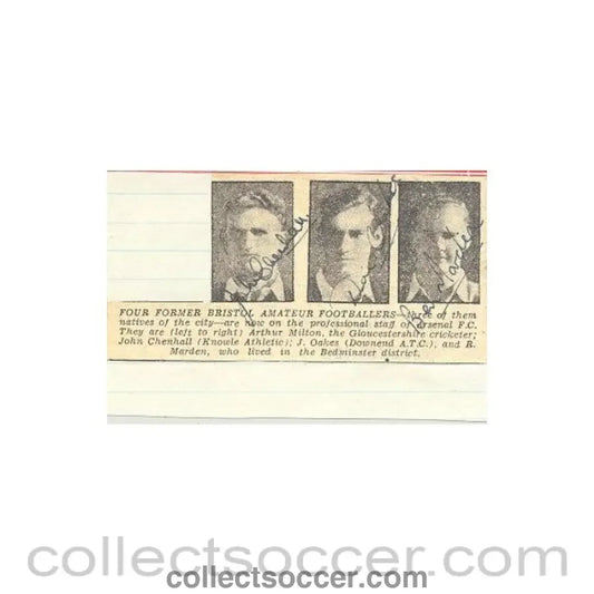 Signed Newspaper Cutting Photograph Arthur Milton John Chenhall J. Oakes and R. Marden