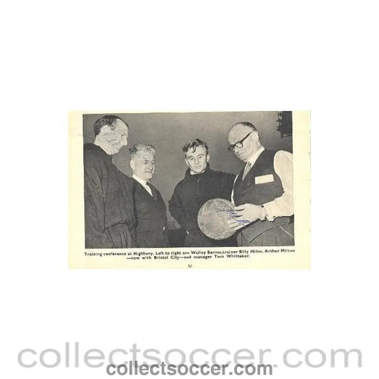 Signed Newspaper Cutting Photograph Walley Barnes trainer Billy Milne Arthur Milton of Bristol City and manager Tom