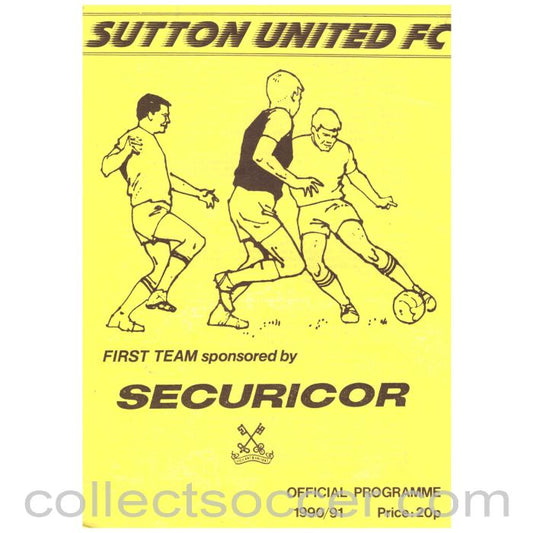 1990 Suttton United v Chelsea Football Programme