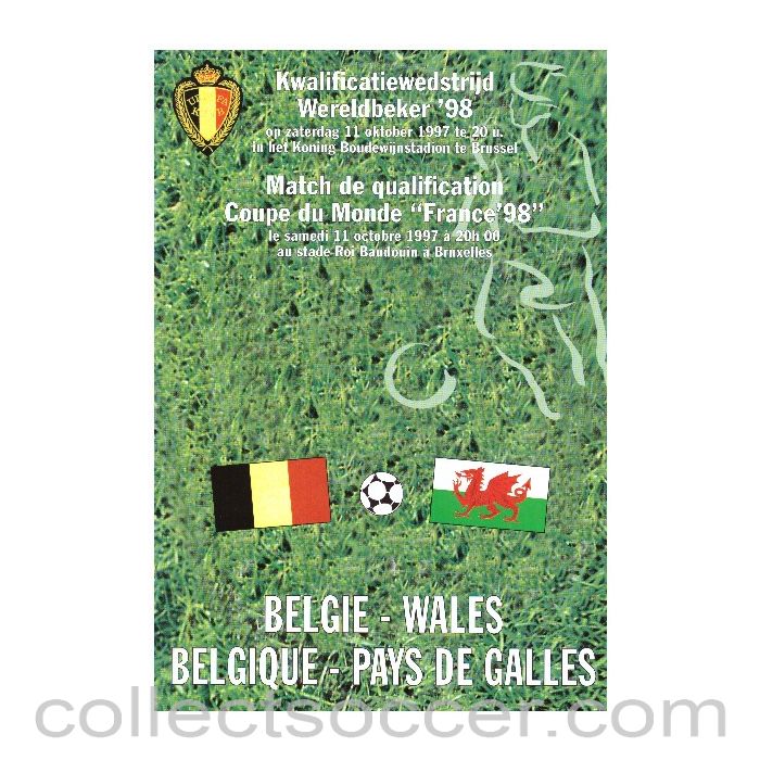 1997 Belgium v Wales Official Programme