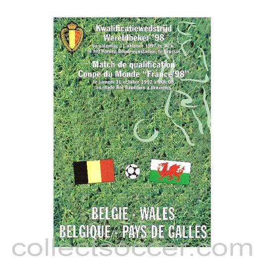 1997 Belgium v Wales Official Programme
