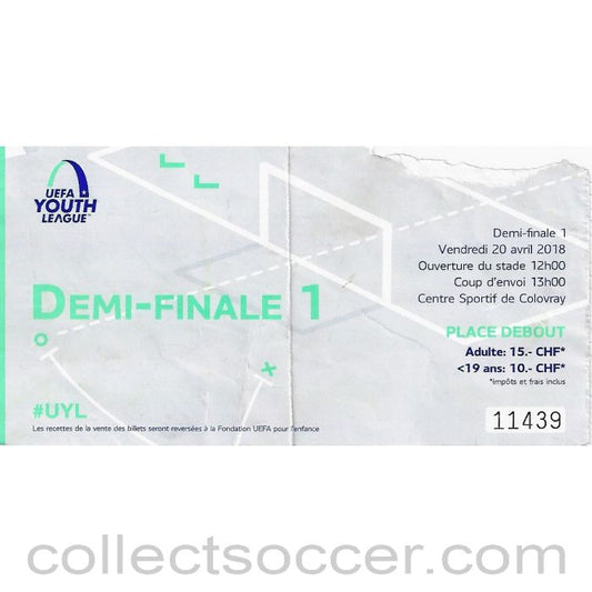 2018 UEFA Youth League Semi Final Ticket - Chelsea v Porto - substandard