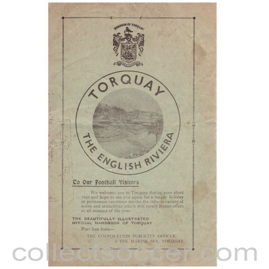 1939 - Torquay United v Walsall 30/08/1939 Official Football Programme