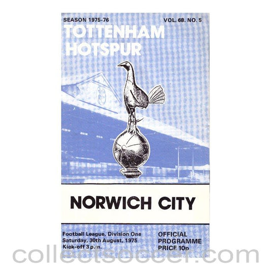 1975 Tottenham Hotspur v Norwich City Official Programme