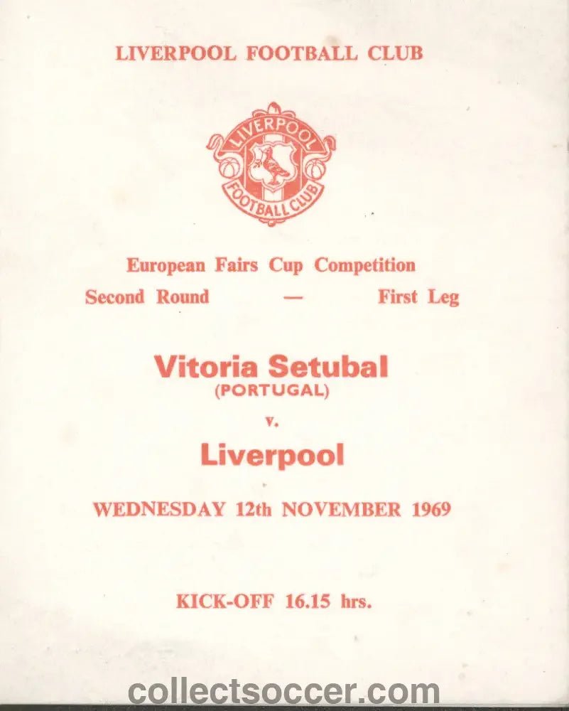 Very Rare Liverpool Player Itinerary Vitoria Setubal v Liverpool 1969 ...