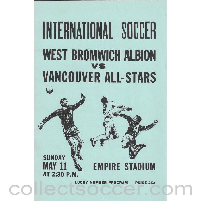 1969 Vancouver All Stars v West Bromwich Albion Football Programme