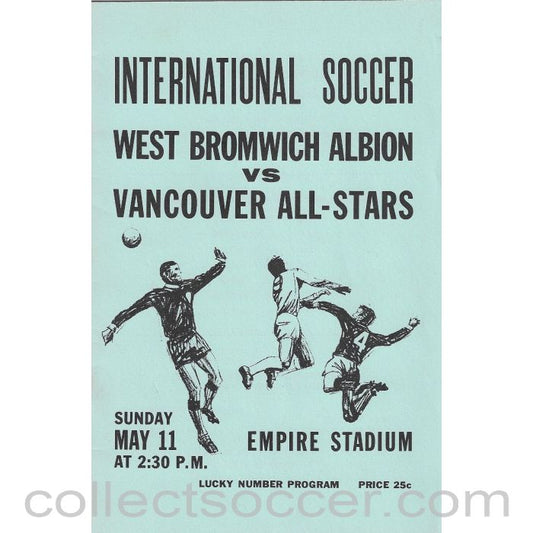 1969 Vancouver All Stars v West Bromwich Albion Football Programme