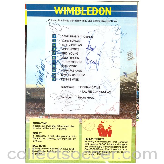 1988 FA Cup Final Programme Fully Signed by Wimbledon Team