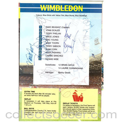1988 FA Cup Final Programme Fully Signed by Wimbledon Team