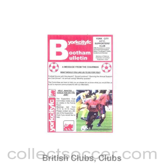 York City FC Bootham Bulletin of the Supporters’ Club
