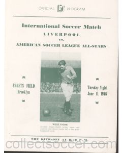 American Soccer League All Stars v Liverpool 11/6/1946 Rare Programme